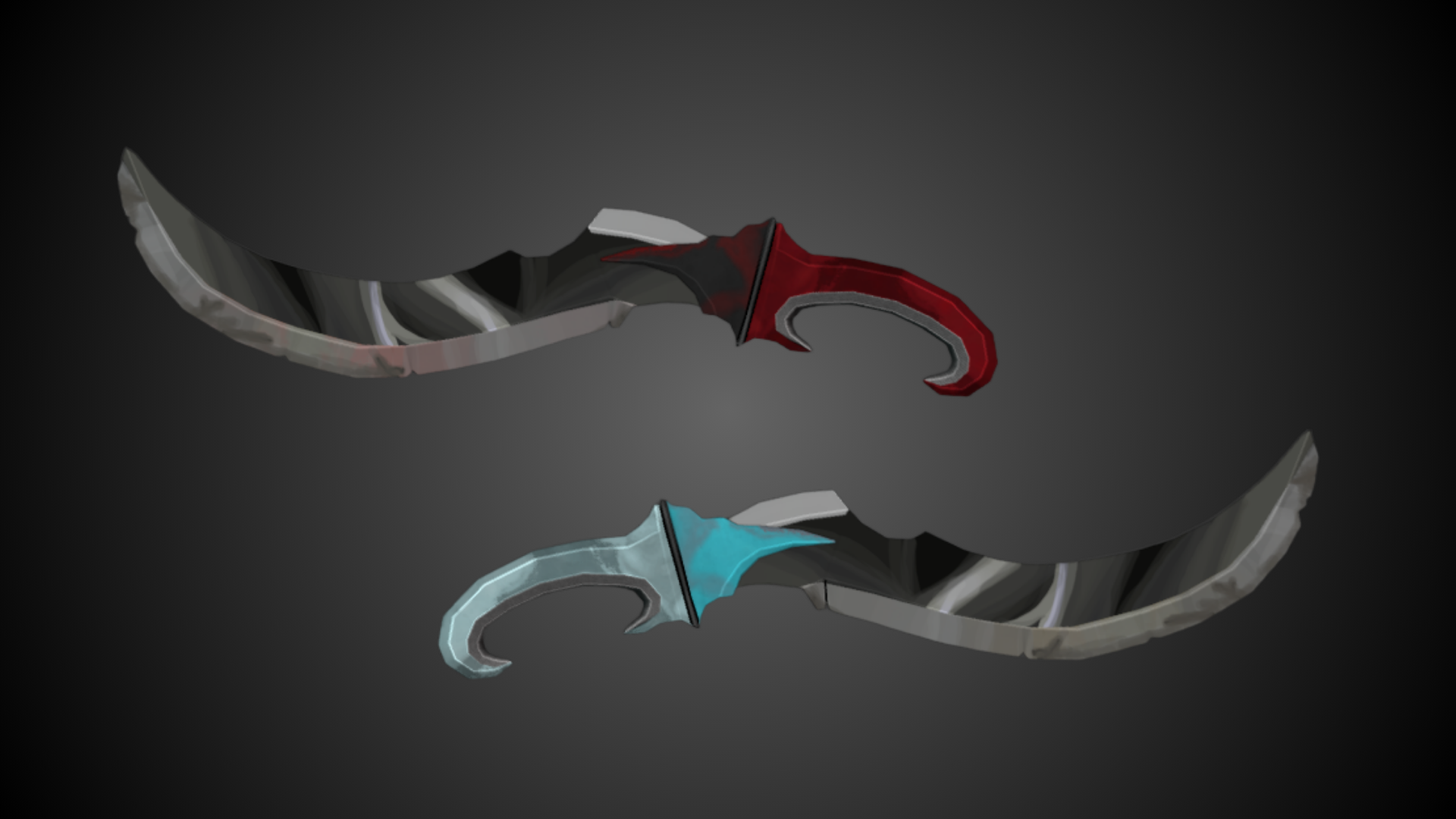 Double Dague bleu et rouge